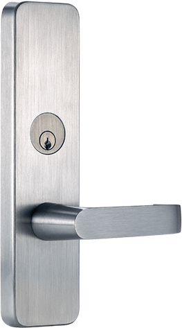 Klacci 1000 Series Exit Devices 300 Series Escutcheon Night Latch, Key Retracts Latchbolt