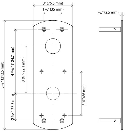 Klacci HL400 Series Escutcheon Plate Dimensions