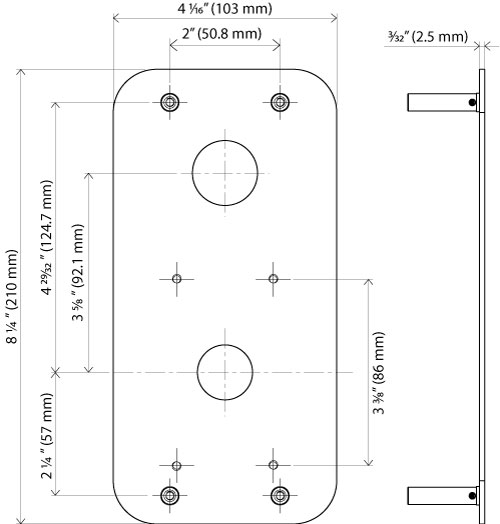 Klacci HL400 Series Escutcheon Plate Dimensions