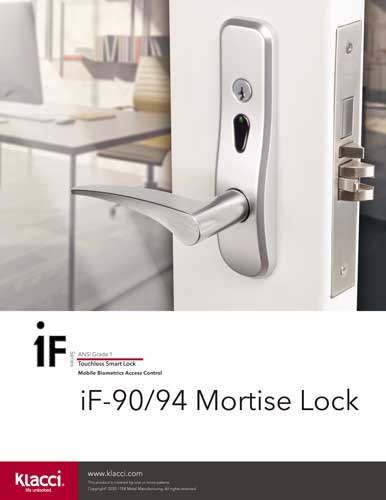 Klacci iF Series Mobile Biometrics Touchless Smart Lock iF-90 94 Mortise Lock Catalog
