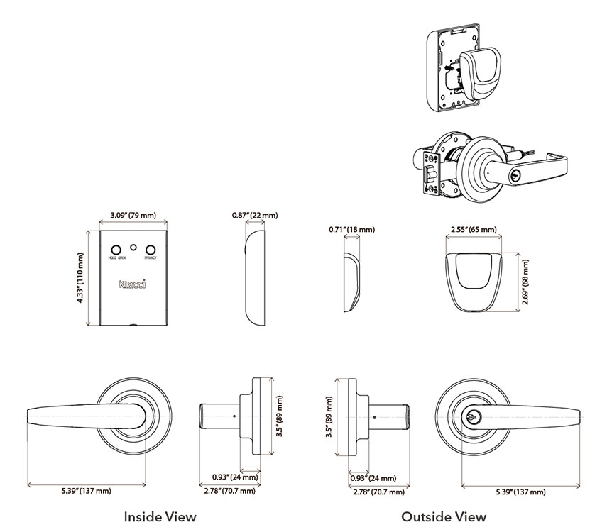 Klacci iF Series Mobile Biometrics Touchless Smart Lock iF-R1 Readers For Cylindrical Lock الأبعاد