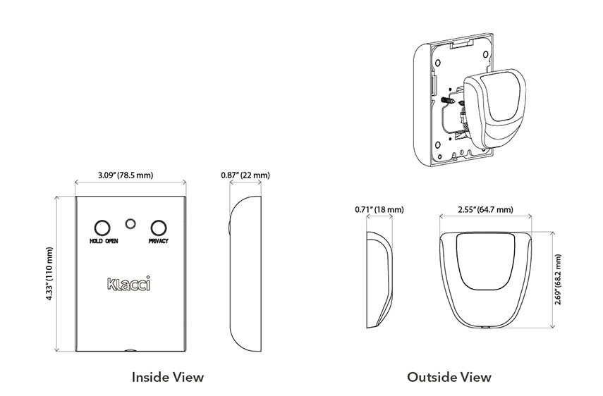 Klacci iF Series Mobile Biometrics Touchless Smart Lock iF-R Readers Dimensions