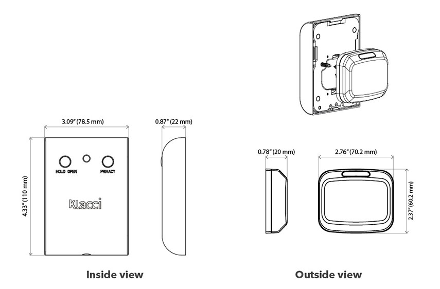 Klacci iF+ Series Bi-System Touchless Smart Lock iF+-R Readers For other door hardware Dimensions