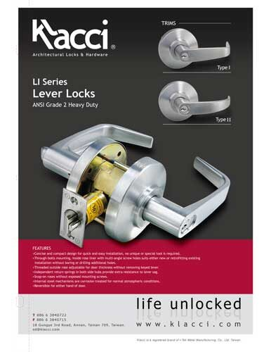 Klacci LI Series Cylindrical Lock Catalog